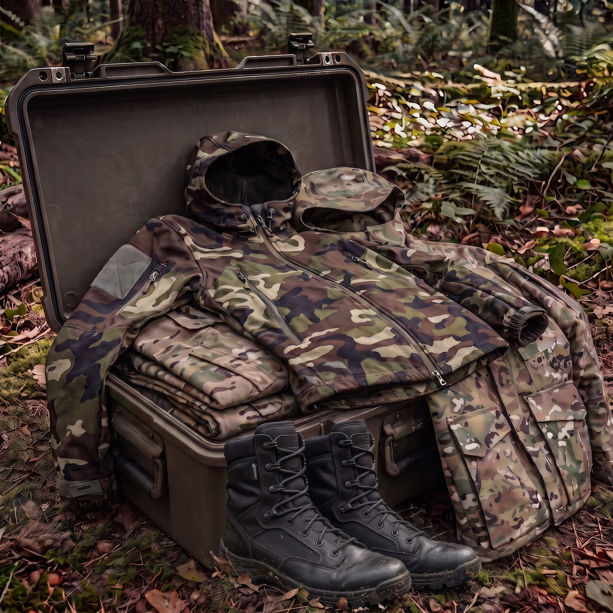 Militär- und Survival-Outdoor-Bekleidung – Robuste Kleidung für Camping und Freizeit mit Camouflage-Jacke, Hose und Schuhen im Army Shop Schweiz – Kollektion von ArmyDropz