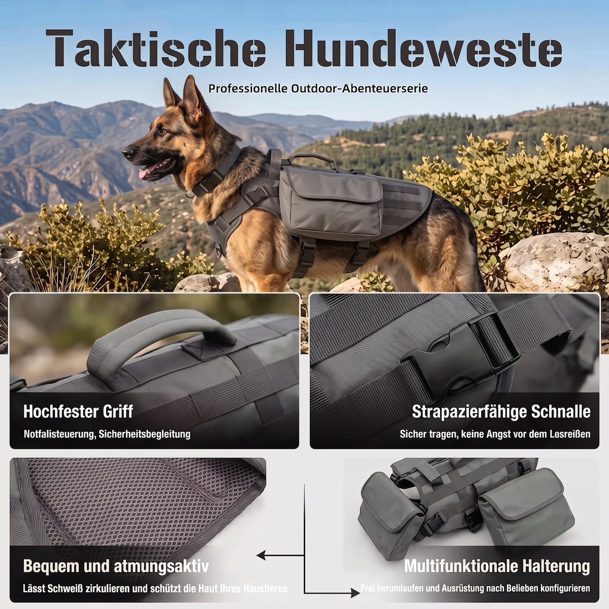 Hunderucksack | Tasche abnehmbar [MOLLE]