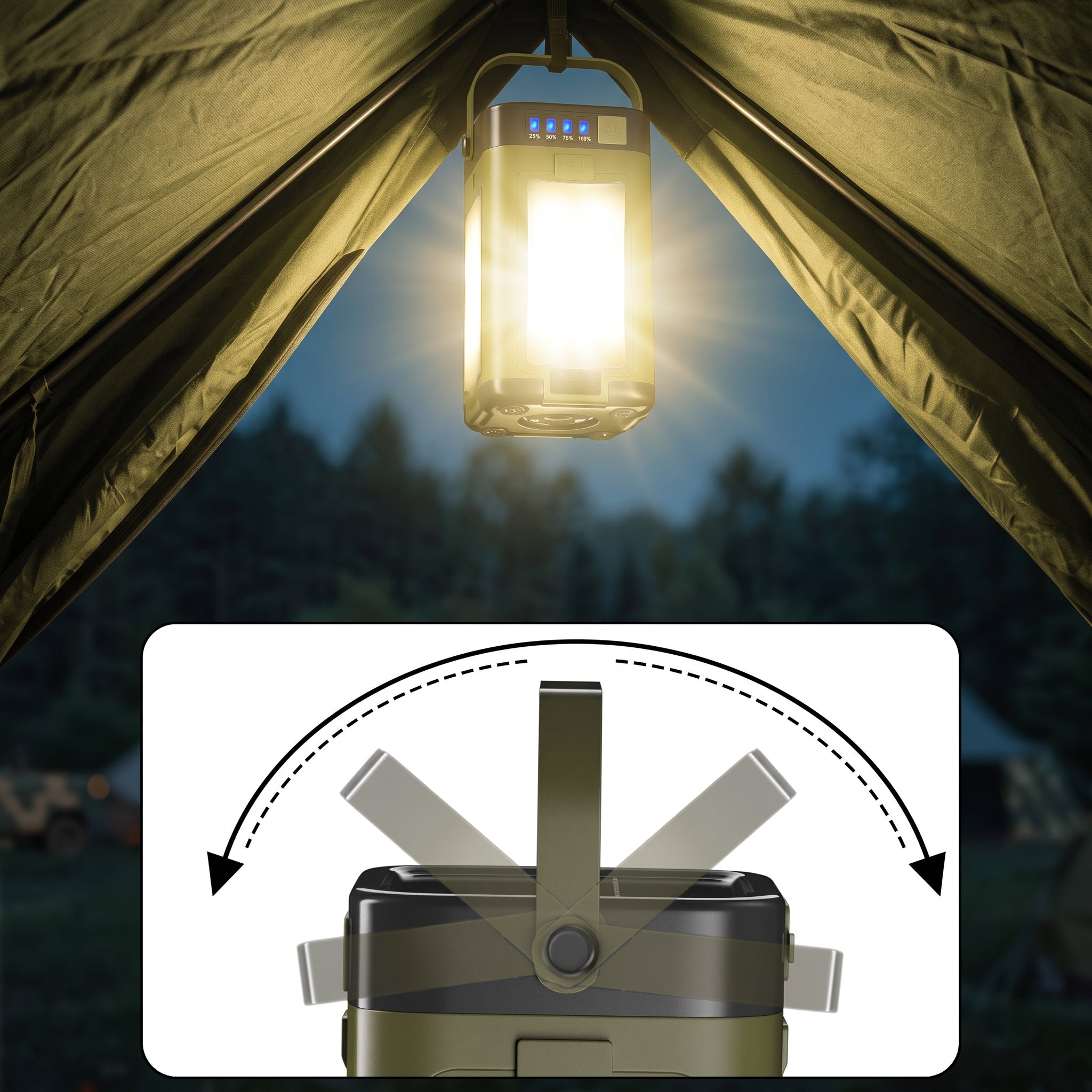 Solar Campinglampe LED mit Powerbank | Tactical Army