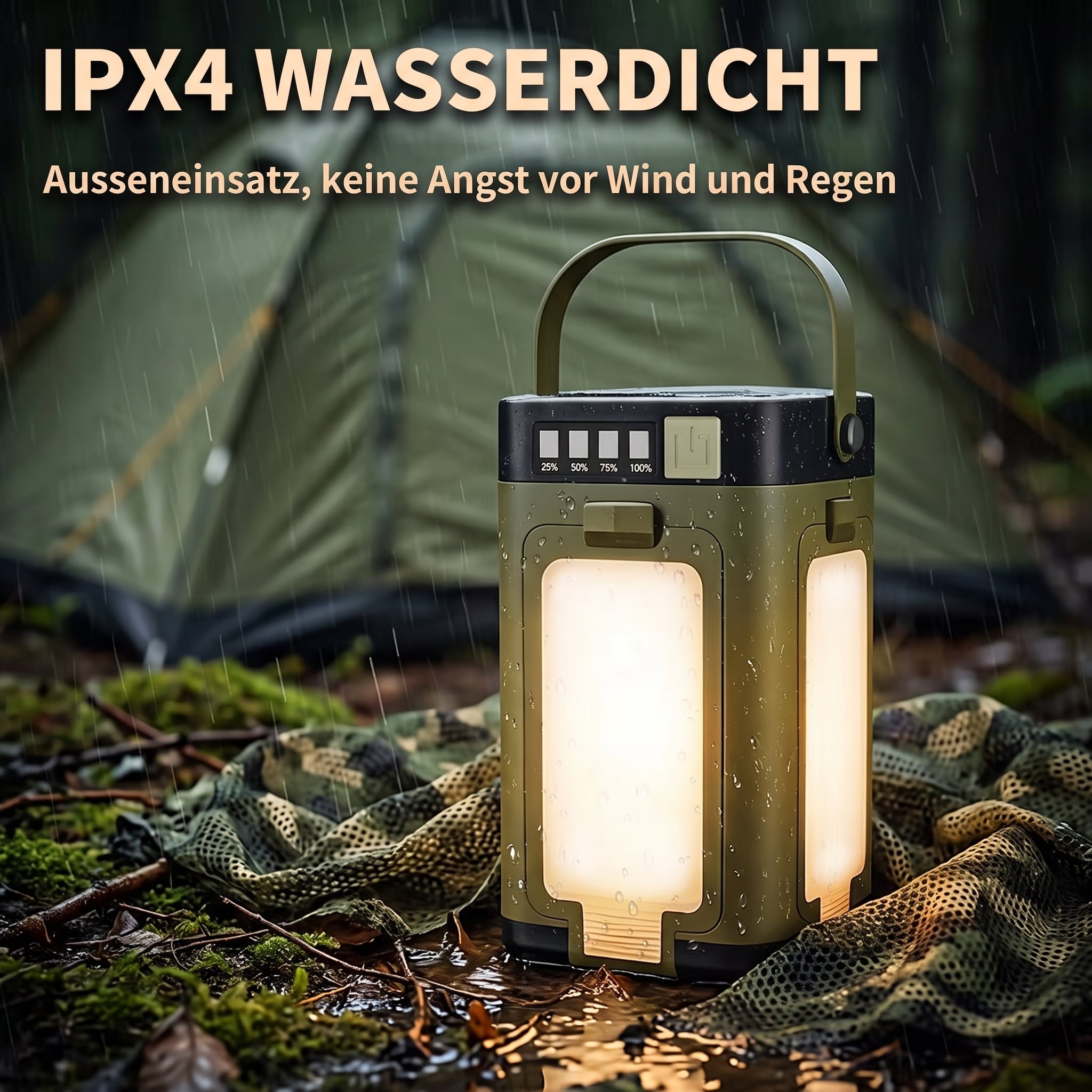 Solar Campinglampe LED mit Powerbank | Tactical Army
