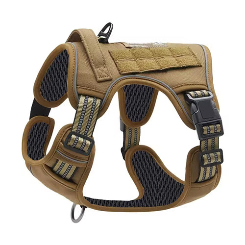 Anti-Zug Hundegeschirr in Coyote Tan, gepolsterte Brustpartie und Steuergriff aus wetterfestem Nylon – ArmyDropz Schweiz