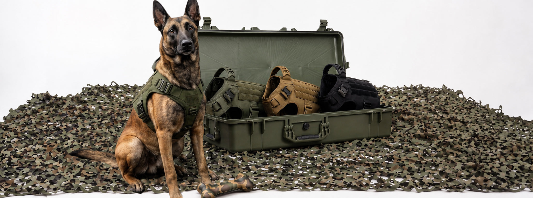 Taktische Hundeausrüstung und K9 Hundegeschirre mit Molle-System bei ArmyDropz Schweiz für Dienst- und Outdoor-Hunde