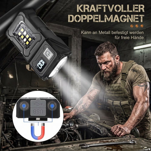 Camping LED Multifunktionslampe Tactical Army mit Type-C Ladeanschluss und Powerbank Funktion