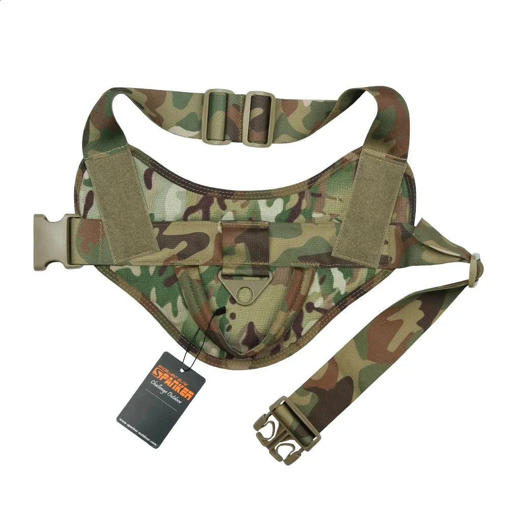 K9 Hundegeschirr Militär-Tarnmuster in Frontansicht, verstellbarer Brustgurt aus Nylon Canvas – Army Shop Schweiz