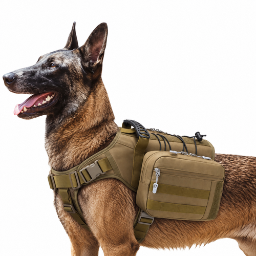 Hundegeschirr mit Packtaschen am Malinois – Rucksack für Hunde – ArmyDropz