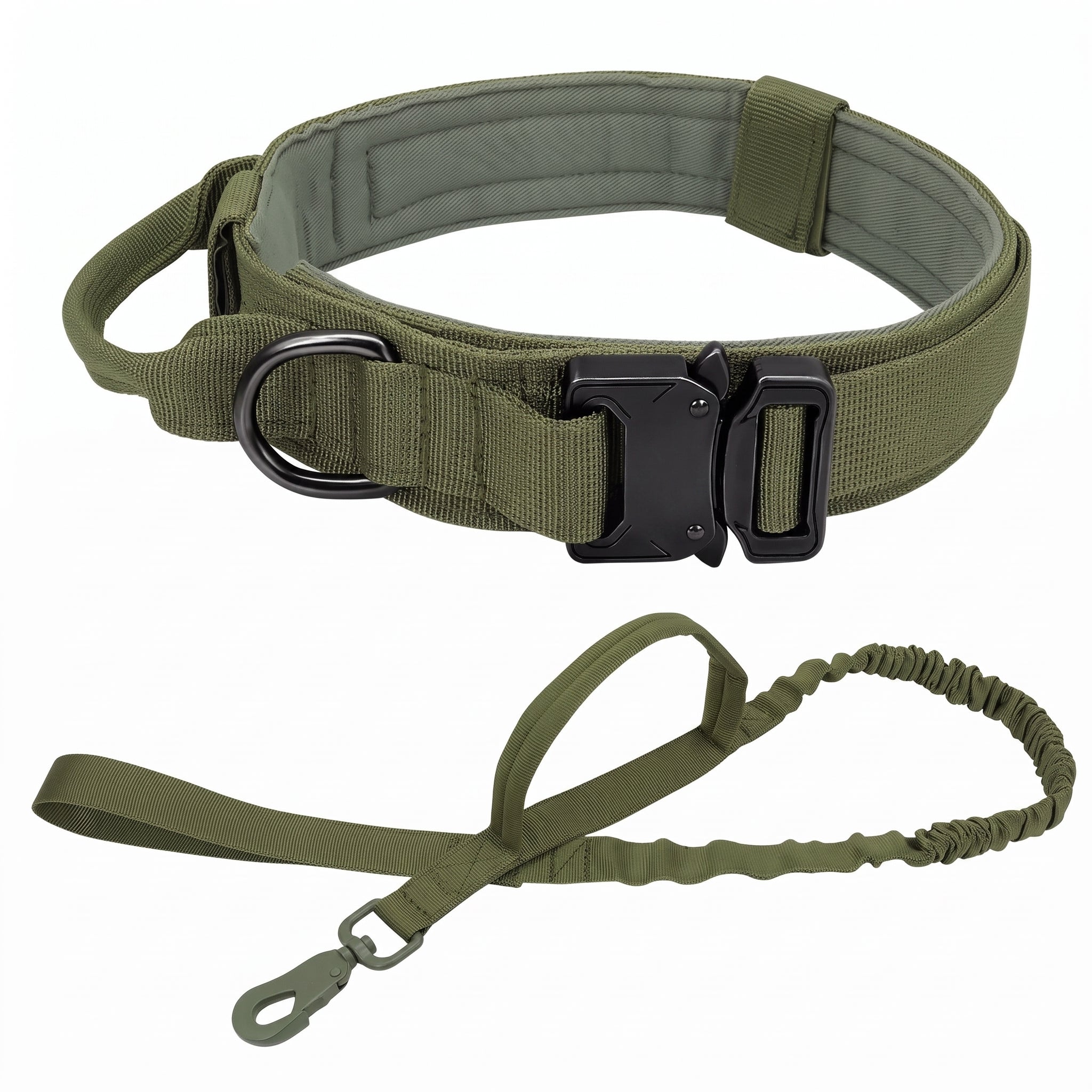 Hundehalsband mit Leine Set Armee Gruen Oliv K9 - ArmyDropz Army Shop Schweiz