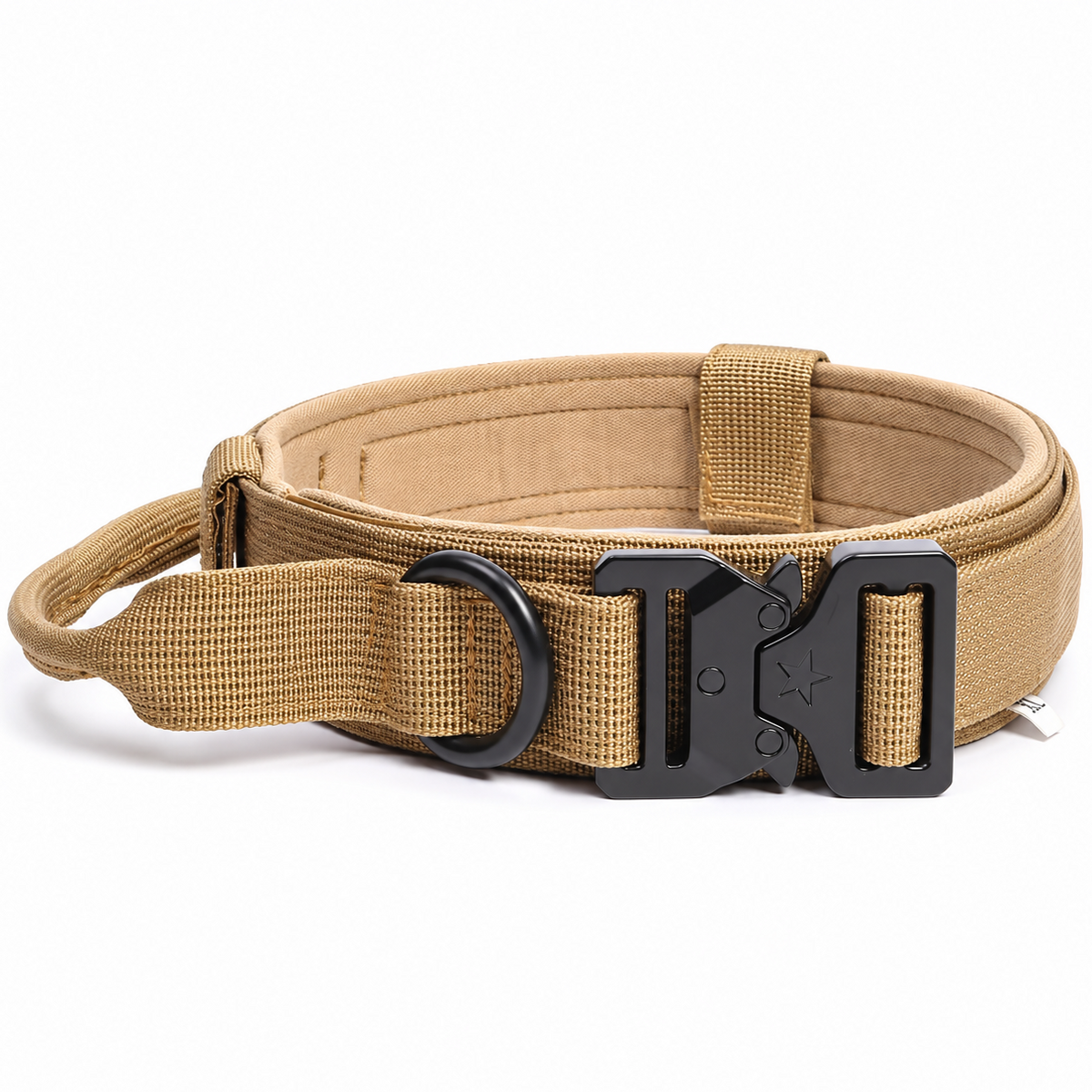 Hundehalsband Militär in Coyote Tan, gepolstertes Halsband mit Haltegriff – Army Shop Schweiz