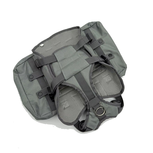 Hunderucksack Hundegeschirr mit Packtaschen in Grau – ArmyDropz