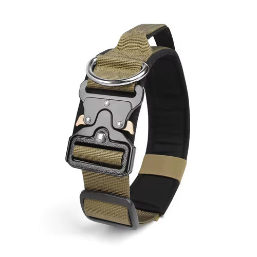 Army Shop Schweiz K9 Hundehalsband in Coyote Braun mit Schnellverschluss und Haltegriff