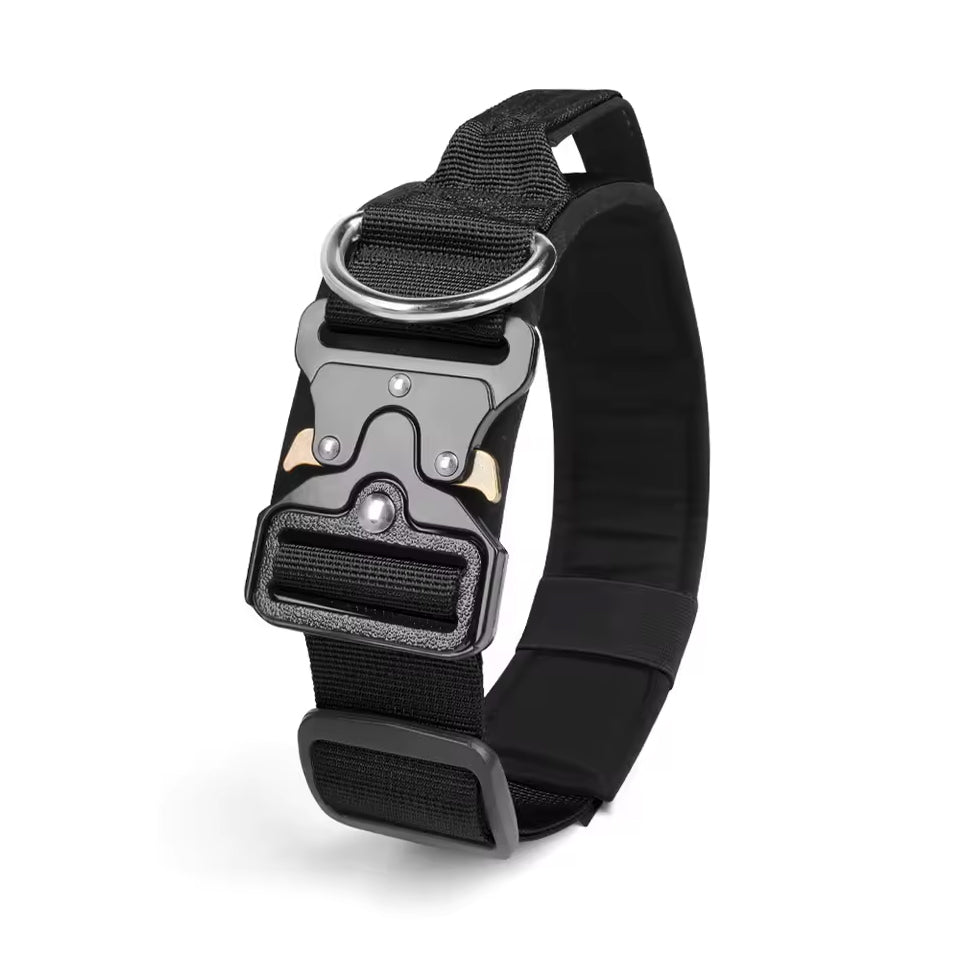 Militär K9 Hundehalsband in Schwarz aus reissfestem Nylon mit Führgriff Army Shop Schweiz