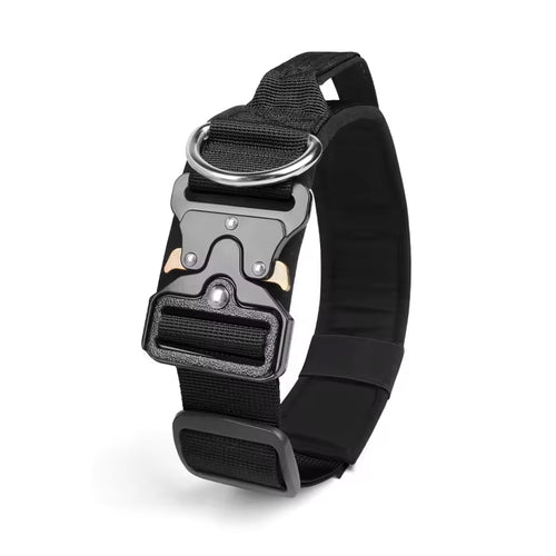 Militär K9 Hundehalsband in Schwarz aus reissfestem Nylon mit Führgriff Army Shop Schweiz