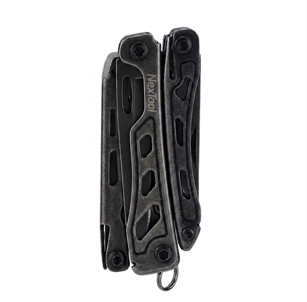 Multitool 15-in-1 in Schwarz, kompaktes EDC Taschenwerkzeug mit Zange für Outdoor und Werkstatt