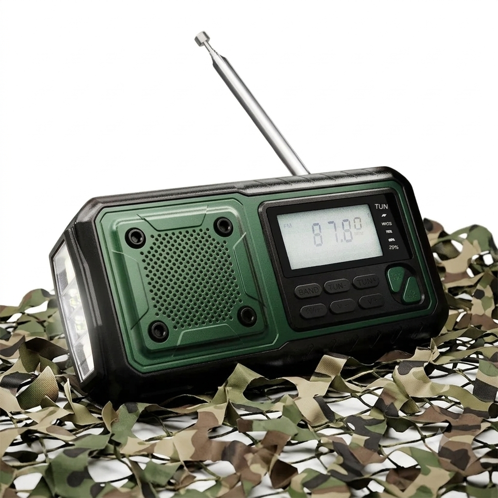 Notfall-Kurbelradio Solar & Powerbank mit Taschenlampe – Army Dropz Armee Shop Schweiz