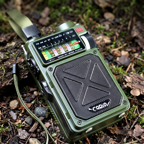 Notfallradio Kurbel & Solar Nahaufnahme im Freien – ArmyDropz