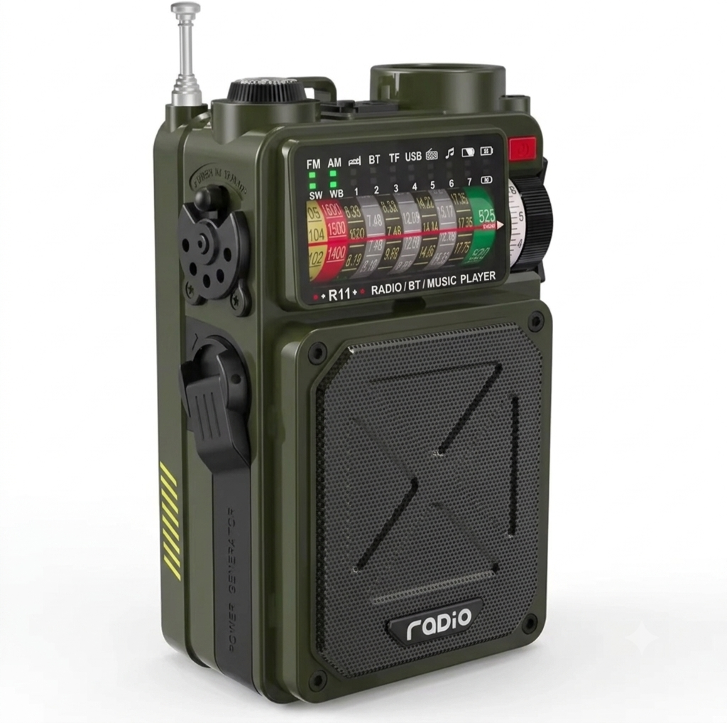 Notfallradio Kurbel & Solar mit Solarpanel und Handkurbel – ArmyDropz