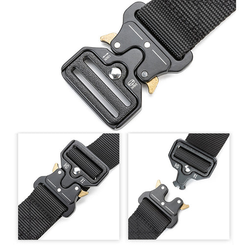 Outdoor Gurt Cobra-Schnalle Metallverschluss Detailansicht – Army Dropz Armee Shop Schweiz