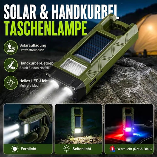 Solar Taschenlampe mit Handkurbel | Survival LED