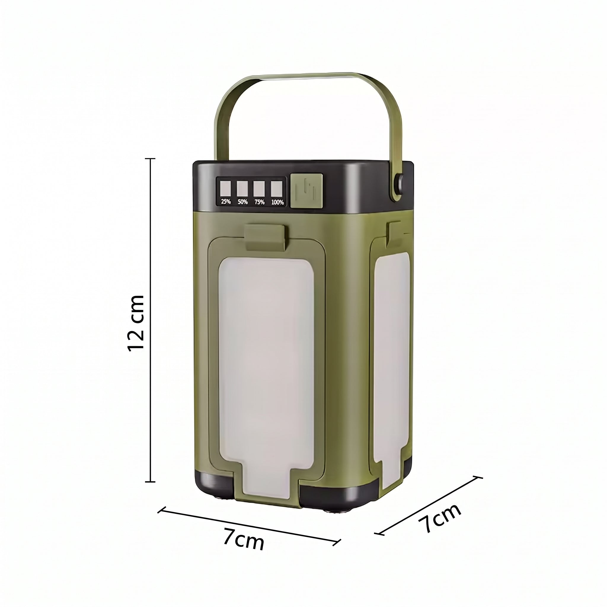 Solar Campinglampe LED mit Massangaben 12 x 7 x 7 cm
