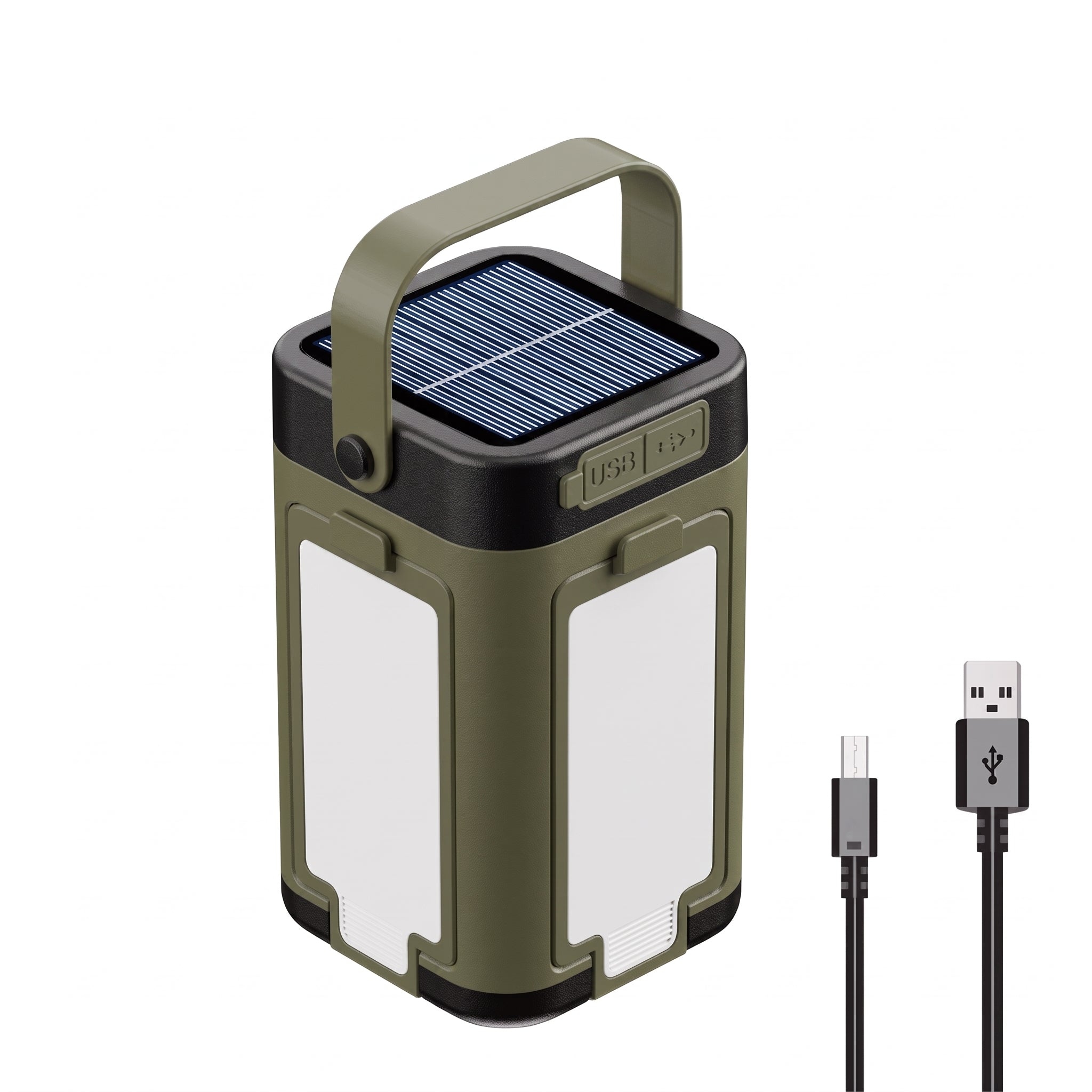 Solar Campinglampe LED mit Powerbank, Solarpanel und USB-Kabel