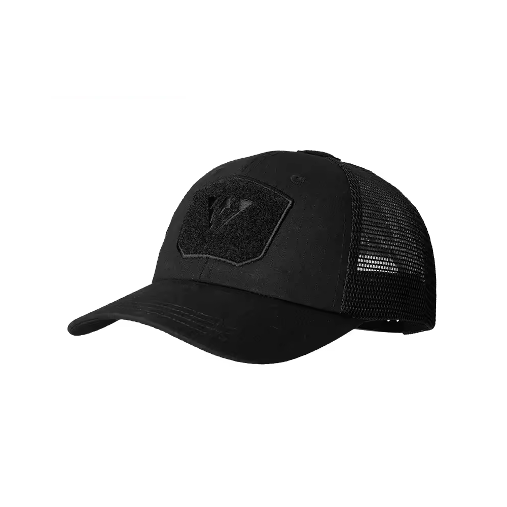 Taktische Kappe BLACK CAMO (Schwarz-Tarnmuster) – Militär & Tarnmuster Baseball Cap MESH – ArmyDropz
