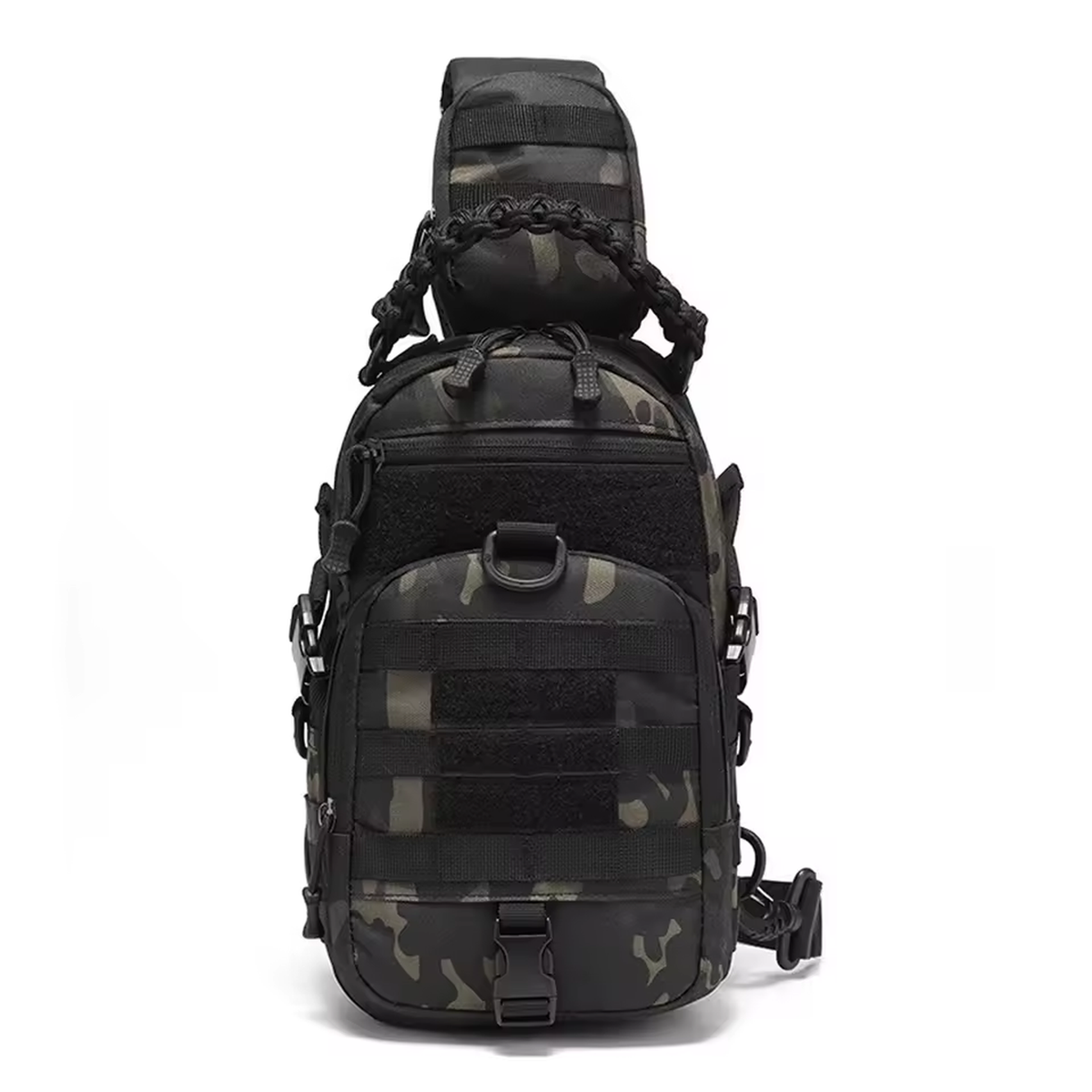 Taktische Umhängetasche Sling Bag MOLLE Schwarz Camo