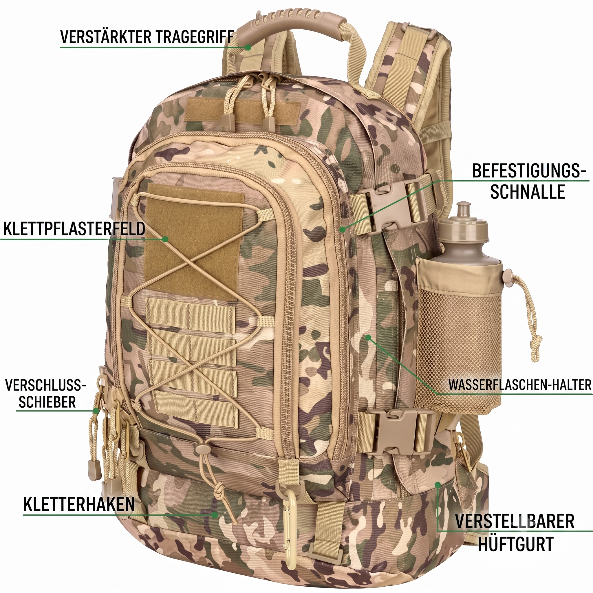 Taktischer Outdoor-Rucksack Detailansicht – ArmyDropz Army Shop Schweiz