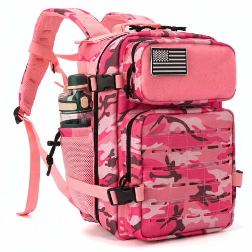 Taktischer Rucksack Damen 25L Pink Camo mit Klettfläche für Patches