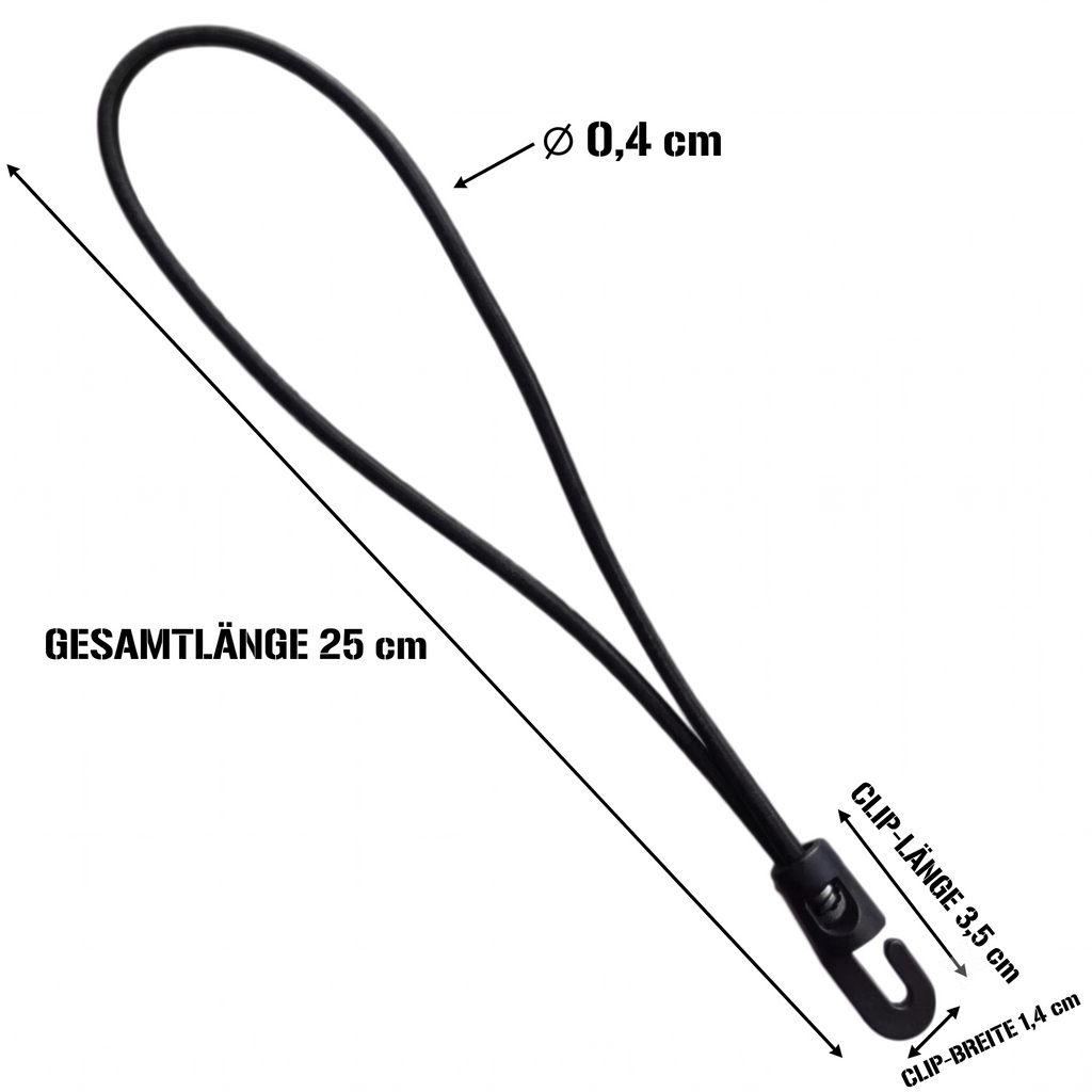 Tarp-Gummispanner mit Haken 25cm schwarz Produktbild – ArmyDropz Army Shop Schweiz