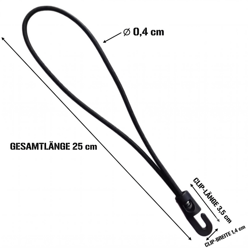 Tarp-Gummispanner mit Haken 25cm schwarz Produktbild – ArmyDropz Army Shop Schweiz